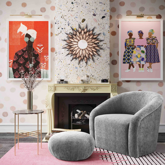 Boboli Velvet Chair and Ottoman Set