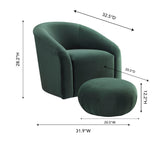 Boboli Velvet Chair and Ottoman Set