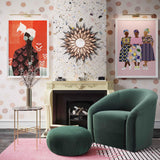 Boboli Velvet Chair and Ottoman Set