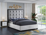 Taj Velvet Contemporary Bed: Luxurious Design with Matte Black Steel Frame for Timeless Elegance