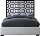 Taj Velvet Contemporary Bed: Luxurious Design with Matte Black Steel Frame for Timeless Elegance