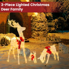 Tangkula 3 Pieces Lighted Christmas Reindeer Family Set