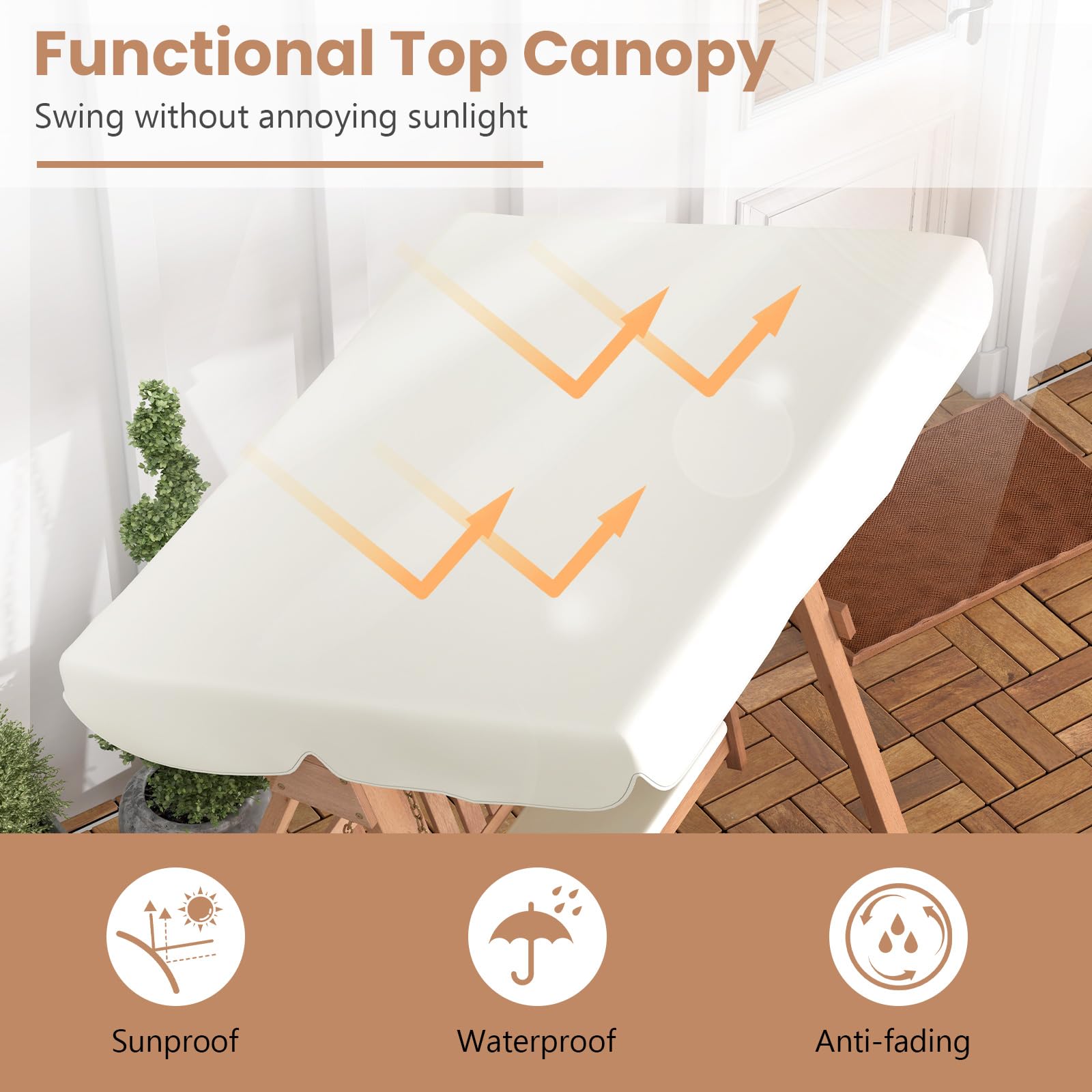 Tangkula 2 Person Porch Swing with Canopy