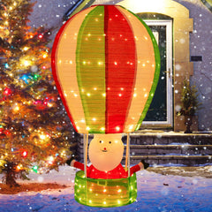 Tangkula 4.5 FT Lighted Christmas Santa Claus with Hot Air Balloon