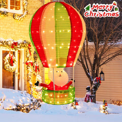 Tangkula 4.5 FT Lighted Christmas Santa Claus with Hot Air Balloon