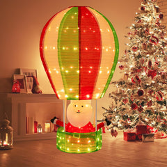 Tangkula 4.5 FT Lighted Christmas Santa Claus with Hot Air Balloon