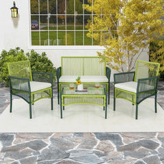 Tangkula 4 Pieces Outdoor Rattan Chair Set for Backyard, Poolside, Balcony