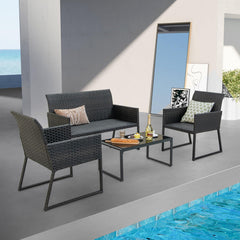 Tangkula 4 Pieces Wicker Patio Furniture Set with Quick-Drying Foam