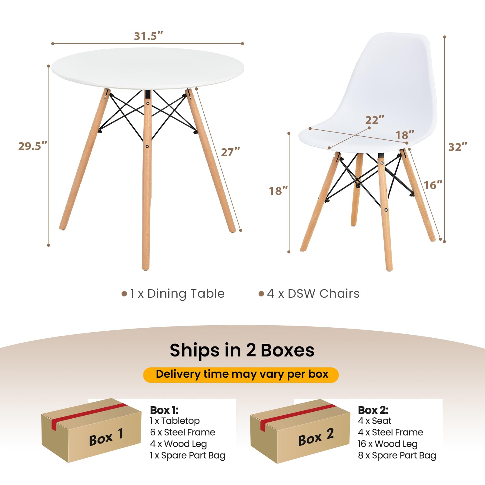 Tangkula 5-Piece Dining Table Set for 4