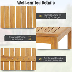 Tangkula 5 Piece Outdoor Acacia Wood Bar Table Set