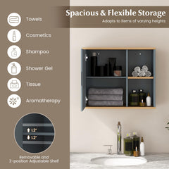 Tangkula Mirrored Medicine Cabinet, Bathroom Wall Mounted Cabinet