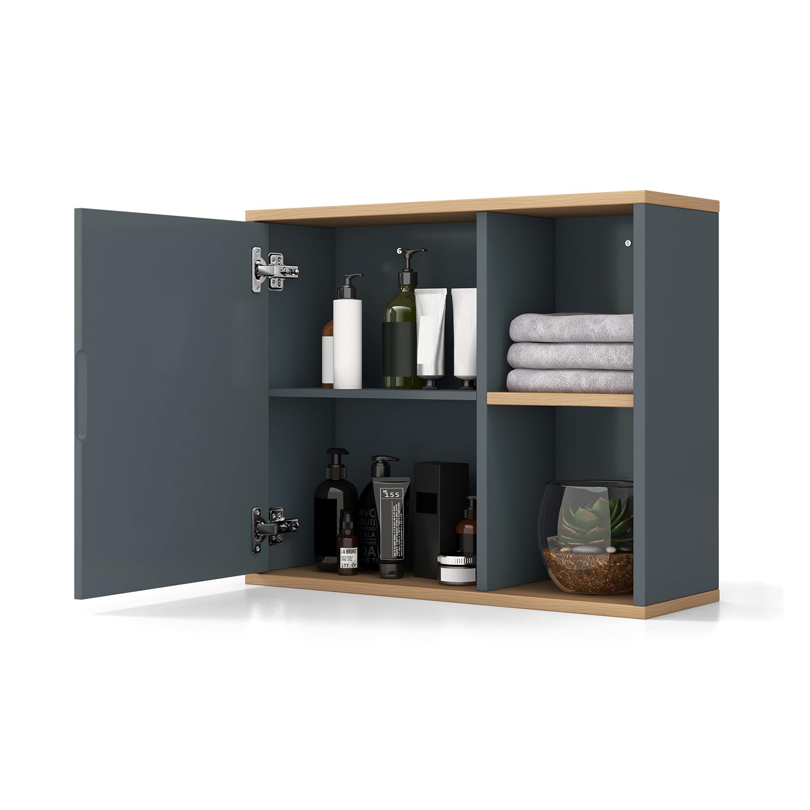 Tangkula Mirrored Medicine Cabinet, Bathroom Wall Mounted Cabinet