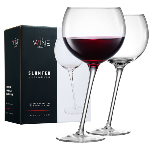 Tipsy Wine Glasses Set of 2 - 15.5OZ Unique Tilted Stemless Wine Glasses