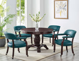 Tournament Game Table and Chairs,  6 Piece, Teal (Table & 4 Captains Chairs)