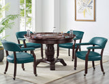 Tournament Game Table and Chairs,  6 Piece, Teal (Table & 4 Captains Chairs)