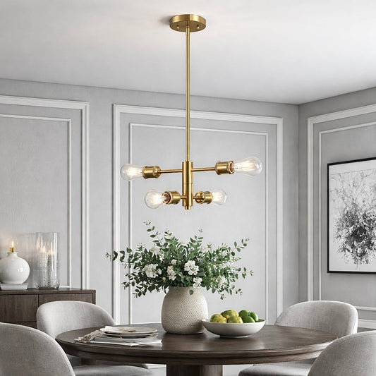 Trellis Four Lights Modern Gold Chandelier