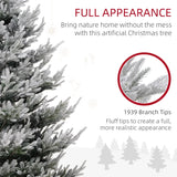 HOMCOM 9 FT Artificial Christmas Tree, Flocked Hinged Xmas Tree with 1939 Tips, Steel Base, Auto Open, Green
