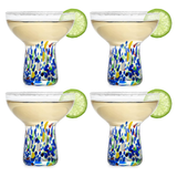 Stemless Margarita Glass – Set of 4 - Luxury Hand Blown Confetti Margaritas