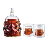 Transparent Creative Whiskey Decanter Set Bottle with 2 Wine Glasses 150ml