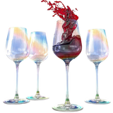 Iridescent Luster Large Radiance Wine Glasses - White Pearl Whimsy