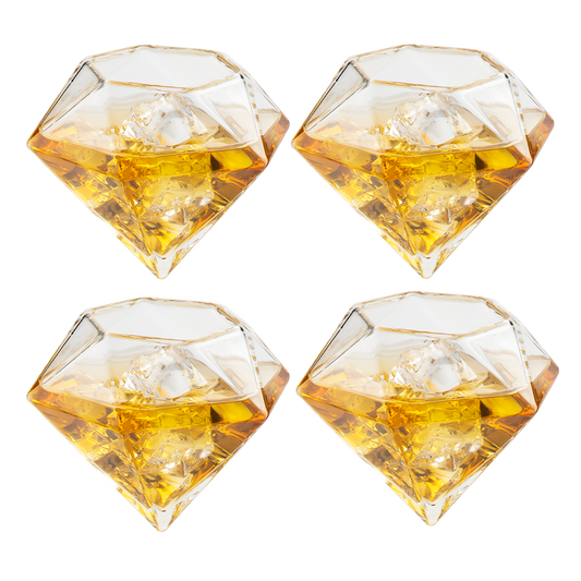 Set of 4 Diamond Whiskey & Wine Glasses 10oz