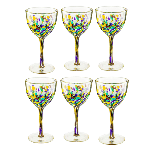Mexican Wine Glasses Set of 6 - Confetti Wine Glasses