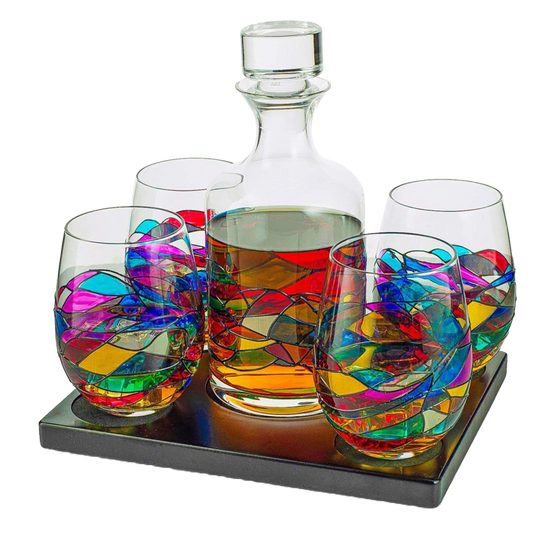 Artisanal Hand Painted Glassware Gift