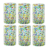 Hand Blown Mexican Drinking Glasses – Set of 6 (Confetti)