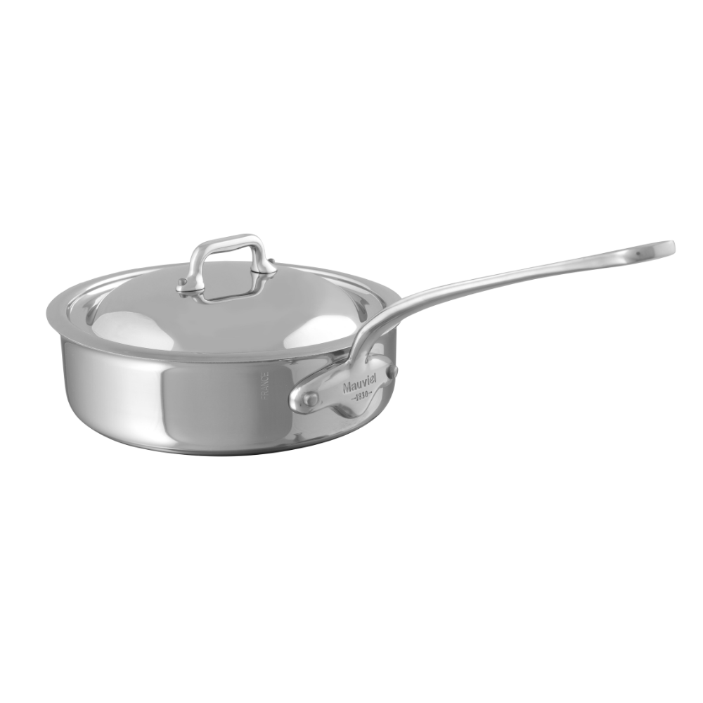 Mauviel M'COOK 5-Ply Sauté Pan With Lid, Cast Stainless Steel Handle, 0.7-Qt