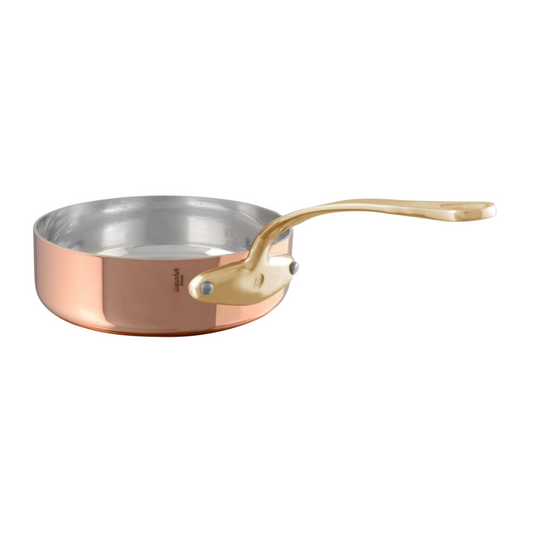 Mauviel M'TRADITION Polished Copper & Tin Inside Saute Pan With Brass Handle, 5-Qt