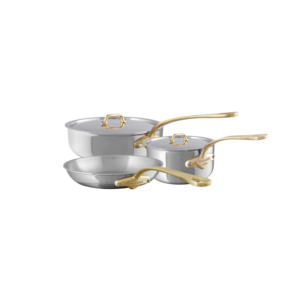 Mauviel M'COOK B 5-Ply 5-Piece Cookware Set With Brass Handles