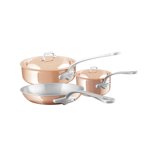 Mauviel M'6 S 5-Piece Induction Copper Cookware Set With Cast Stainless Steel Handles