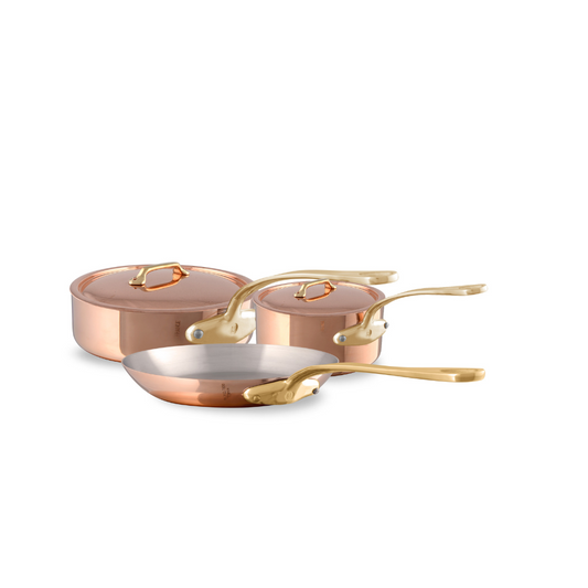 Mauviel M'Heritage 200 B 5-Piece Copper Cookware Set With Brass Handles