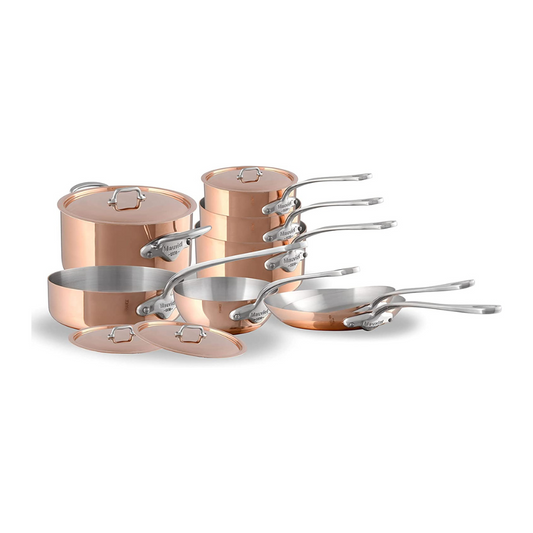 Mauviel M'Heritage 150 S 12-Piece Copper Cookware Set with Cast Stainless Steel Handles