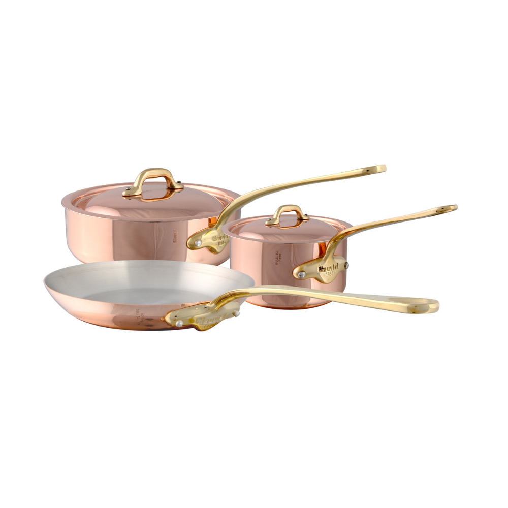 Mauviel M'Heritage 150 B 5-Piece Copper Cookware Set With Brass Handles