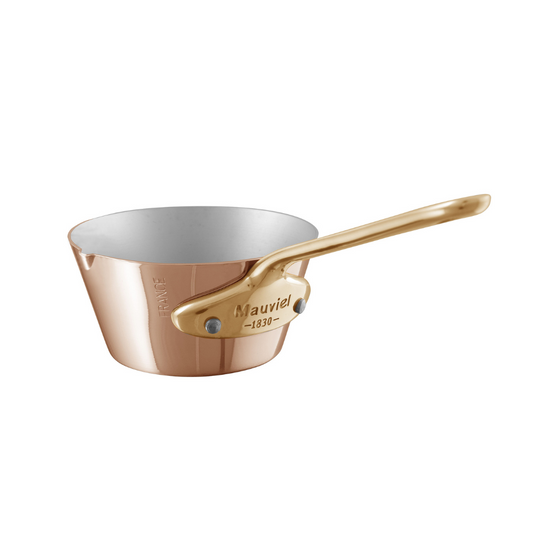 Mauviel M'MINIS Splayed Saute Pan With Pouring Edge & Brass Handle, 3.54-In