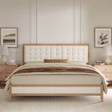 Sabina Farmhouse Style Upholstered Bed with Flip-Down Headboard