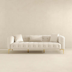 Alessandra Gold Plated Leg French Boucle Sofa in Cream