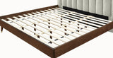 Vance Mid-Century Modern Bed with Elegant Textured Upholstery and Stylish Walnut Wood Finish
