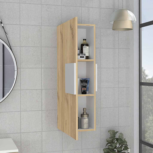 Tuhome Vanguard Medicine Cabinet with Three Spacious Shelves, Single-Door Enclosed Storage, Modern Wall-Mounted Bathroom Organizer for Toiletries, Medicines, Daily Essentials, and Contemporary Home Organization
