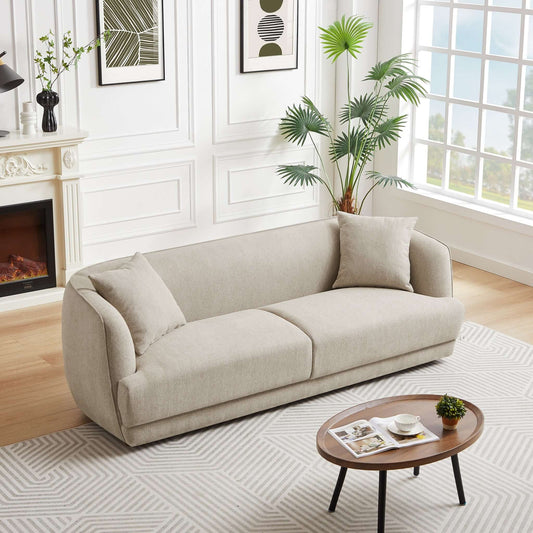 Larisa Cream Mid Century Modern Linen Sofa