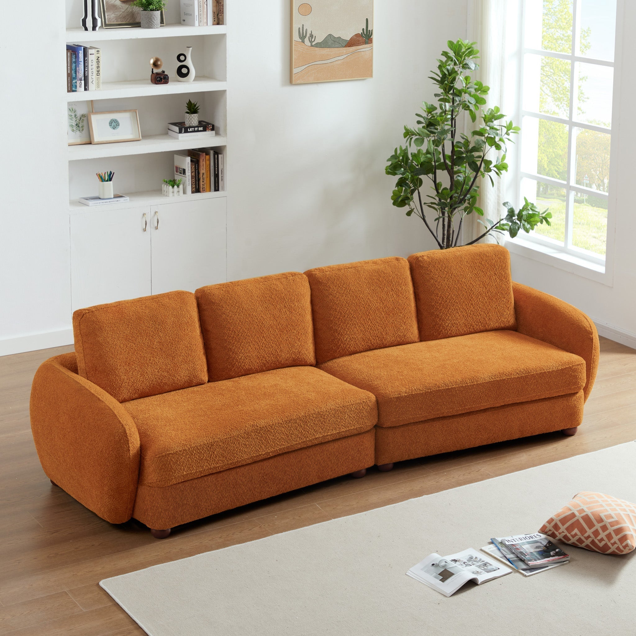 Paton Mid-Century Modern 114.5'' Boucle Fabric Sofa