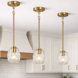 Vista Single Pendant Chain Hanging Light with Clear Glass - Satin Brass