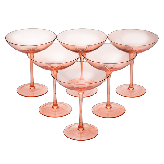 Colored Vintage Glass Coupes 12oz (6, Orange)