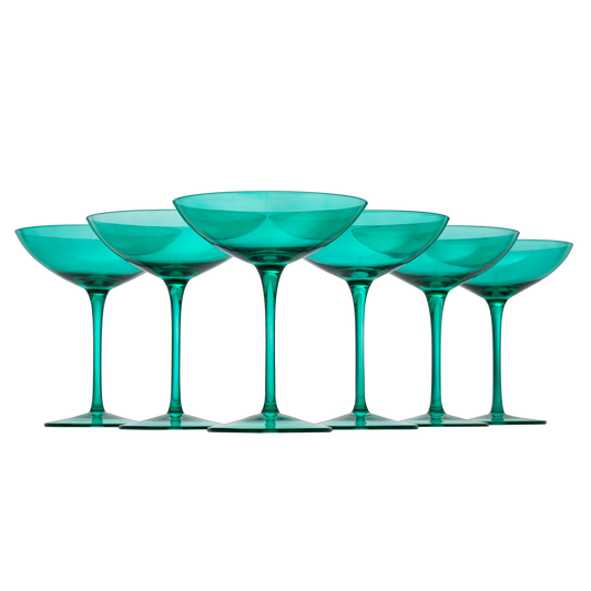 The Wine Savant Colored Vintage Glass Coupes 12oz (6, Teal)