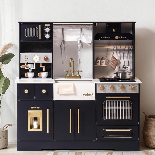 ROBUD Modern Play Kitchen for Kids - Black