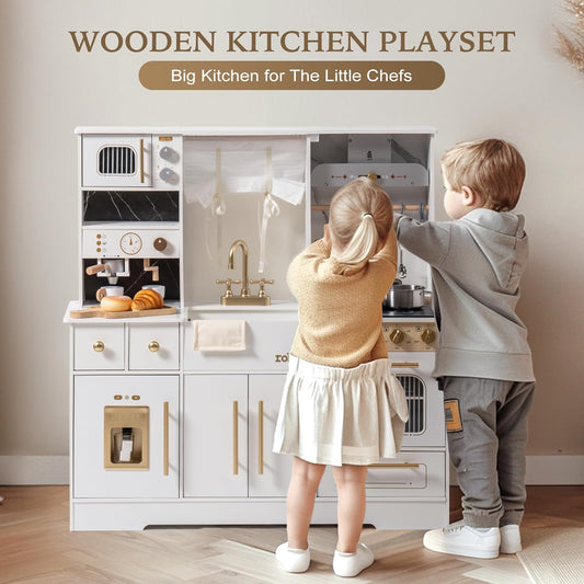 ROBUD Modern Play Kitchen for Kids - White
