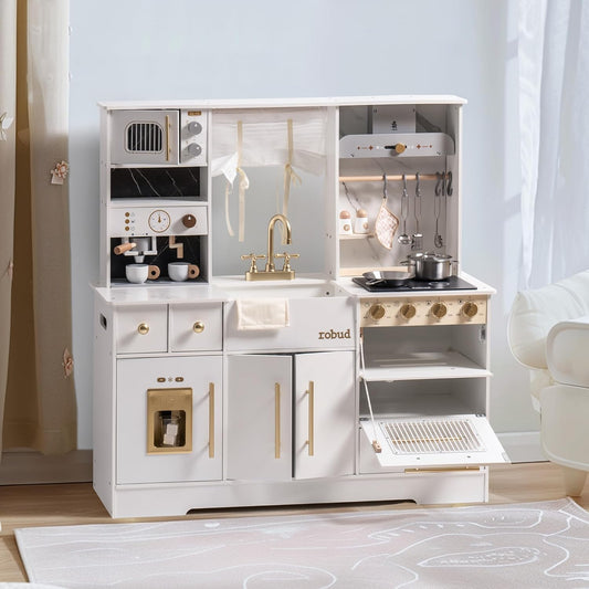 ROBUD Modern Play Kitchen for Kids - White