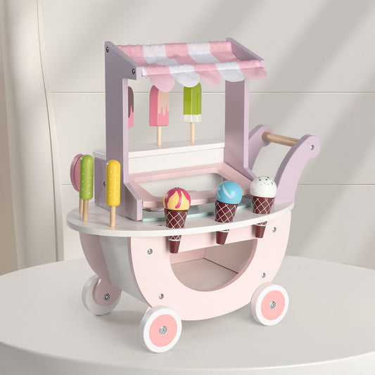 ROBUD Pink Wooden Ice Cream Cart Walker