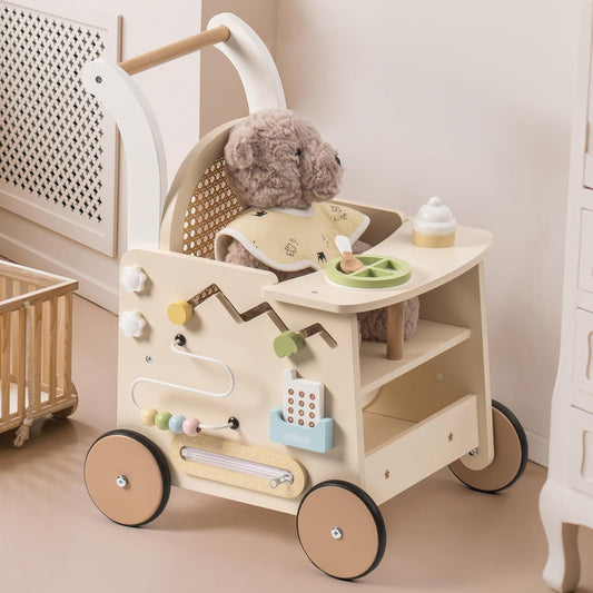 ROBUD  Wooden Baby Push Walker - Rattan